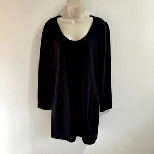 Standard James Perse Dress 3 / L Tunic Long Sleeve Black Waffle Knit Scoop Neck